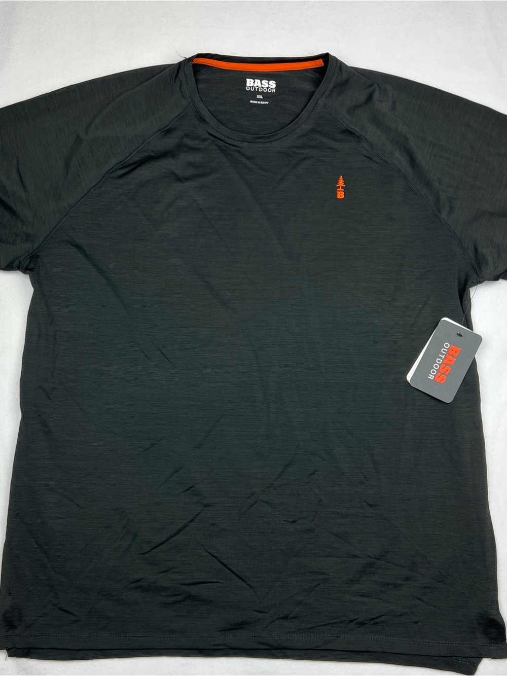 Bass Short Sleeve Performance Tee in Black with Orange Trim